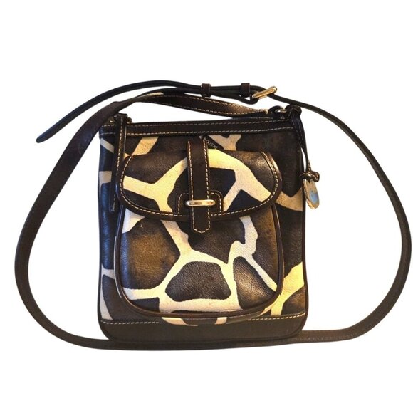 Dooney & Bourke Giraffe Crossbody Bag Purse Letter Carrier Brown Cream - Picture 1 of 16